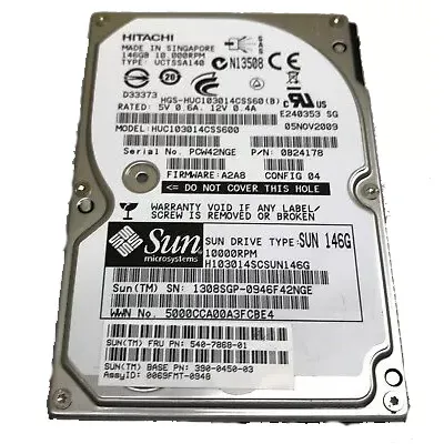 Sun 146GB 10K 2.5 Inch SAS Hard Drive 540-7868-01 390-0450-03 0B24178