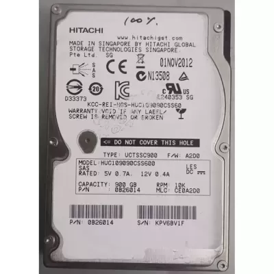 HITACHI 900GB 10K RPM 6Gbps SAS 2.5 Inch Hard Disk 0B26014