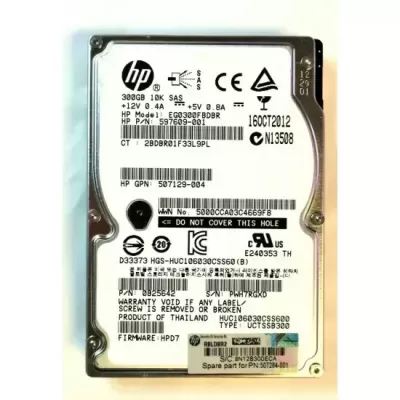 HP 300GB 6Gbps SAS 10K 2.5 Inch SFF Hard Disk 597609-001 507129-004 0B25642