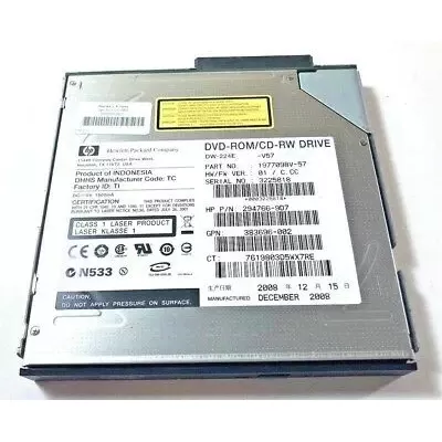 HP ProLiant Novartis Server CD-RW/DVD-rom Combo drive DW-224E 294766-9D7 1977098V-57 383696-002