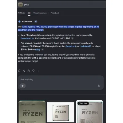 Gaming AMD Ryzen3 2200g pro Processor OEM POOL
