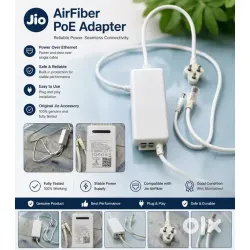 ji0 AirFiber Router – 12V PoE Adapter – Uninterrupted Internet Supply Wired Ethernet Lan Adapter compatible with Windows (10000 Mbps)