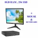 Refurbished Dell Optiplex 3020 Tiny CPU i5 4th Generation 8GB Ram 256GB SSD hardisk and New Zebronics GV117 17 Inch monitor And Keyboard and Mouse