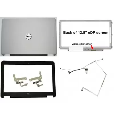 Dell Latitude E7240 LCD Top Cover Bezel Hinges with Non Touch Laptop LED Screen Display 40 Pin 12.5 inch and 40 Pin Video Display Cable
