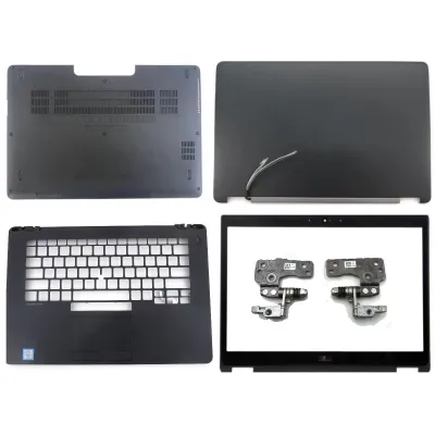 Dell Latitude E7470 7470 LCD Top Cover Bezel Hinges with Touchpad Palmrest and Bottom Base Full Body Assembly