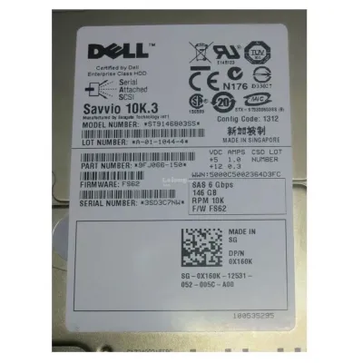 0X160K Dell 146GB 10K 6G 2.5inch SAS hard disk ST9146803SS 9F066-150