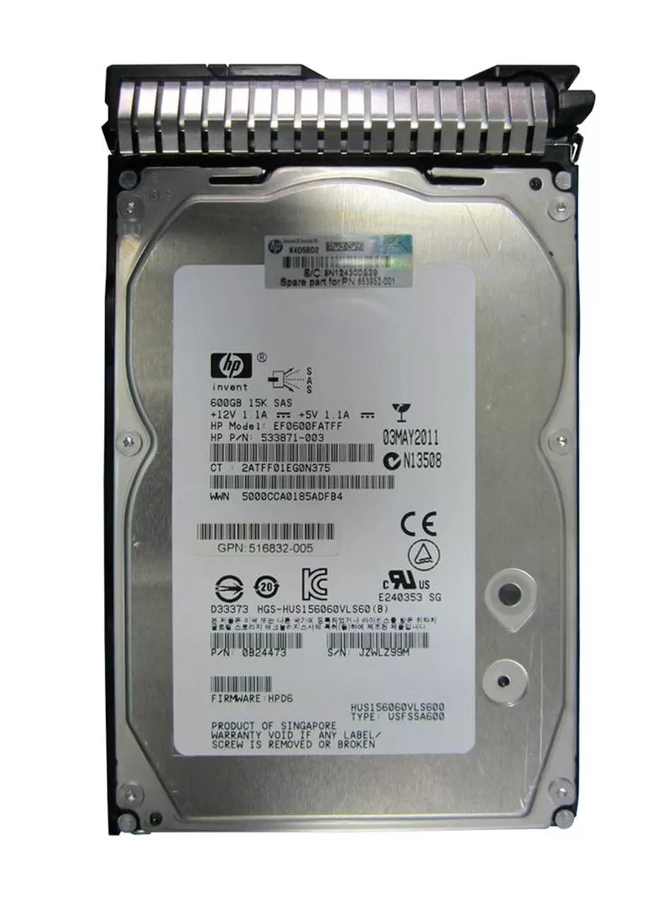 HP 600GB 15K RPM 6G 3.5 Inch SAS Hard Disk 533871-003 516832-006