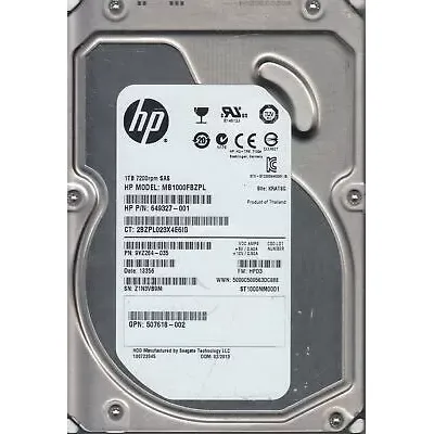 9YZ264-035 649327-001 507618-002 508011-001 HP 1tb 7.2k 6g 3.5 inch dual port sas hard disk