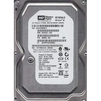 WD1600AAJS-60B4A0 484052-001 HP 160gb 7.2k 3g 3.5" sata hard disk