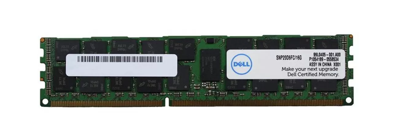 Dell 16GB PC3-12800 DDR3-1600MHz ECC Registered CL11 240-Pin DIMM Low  Voltage Dual Rank Memory Module Part# SNP20D6FC/16G