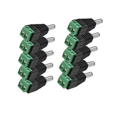 PNP Bazar Dc Connectors Screw Type Green For CCTV Camera Pack Of 10