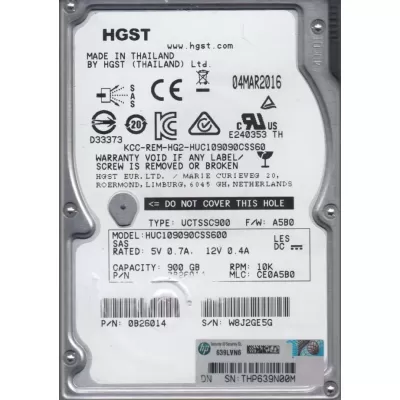 HGST 900Gb 10K RPM SAS 2.5 Inch 6Gbps Hard Disk