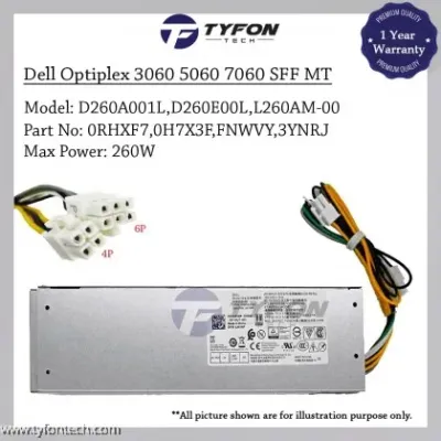 dell Optiplex 3060 5060 7060 3070 SFF MT Power Supply PSU 260W (6 Pin) L260EBM-00 L260AM-00 H260EBM-00 3YNRJ FNWVY