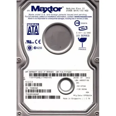 IBM 250GB 7200rpm 16MB Buffer 9 MS Seek Time SATA Hard Disk 71P7298