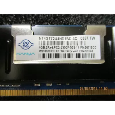 NANYA-NT4GT72U4ND1BD-3C -4GB PC2-5300 DDR2-667MHz ECC Fully Buffered CL5 240-Pin