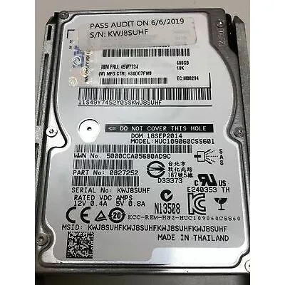 IBM 600gb 10k 6g 2.5" sas hdd HUC109060CSS601 0B27252 45W7734