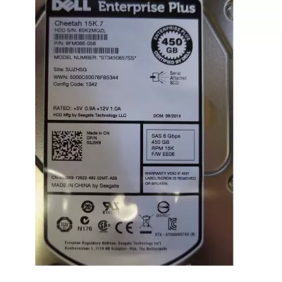Dell 3J3K9 Compellent 450GB SAS 15K 6GBPS 3.5" Drive ST3450857SS 9FM066-058