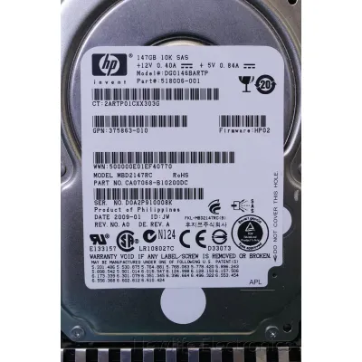 HP 146GB 3Gbps 10K RPM SAS Hard Disk Drive 518006-001