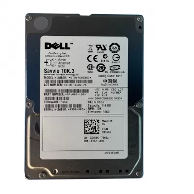 Dell 146GB 10K RPM 6Gb/s 2.5 Inch SAS Hard Drive X160K 0X160K 9FJ066-150