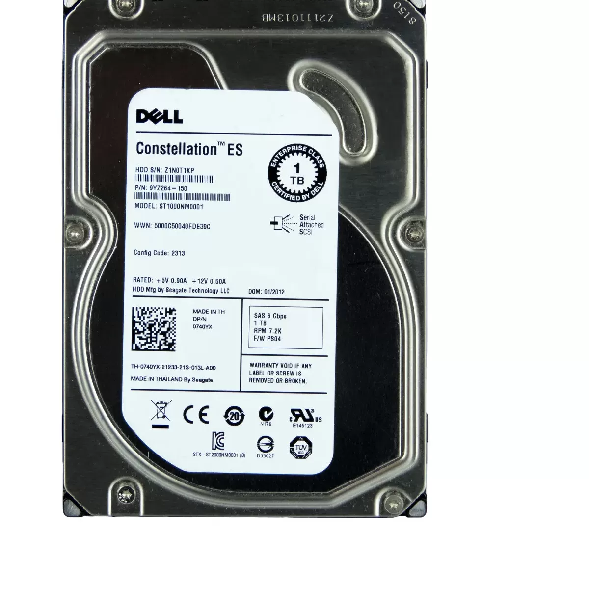 DELL　HDD-1TB Dell 1TB 7.2K RPM 6G 3.5inch SAS hard disk ST1000NM0001 9YZ264-150