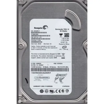 Seagate 80GB 7200 RPM SATA 3.5 Inch Hard Disk 9CY131-784