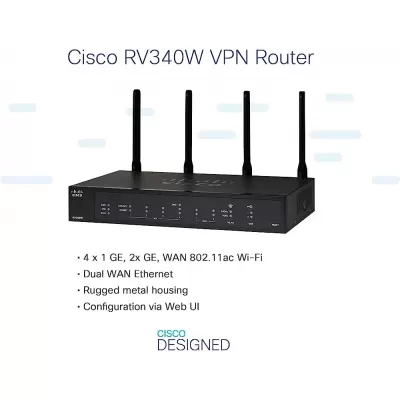 Cisco RV340 VPN Router | 4 Gigabit Ethernet (GbE) Ports | Dual WAN | Limited Lifetime Protection (RV340-K9-IN)