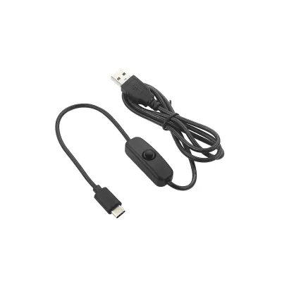 Raspberry Pi 5V 3A USB to Type C Cable With ON/OFF Switch Power Control 4B 1 Meters Black