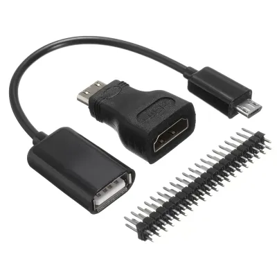 Raspberry Pi zero 3in1 Micro USB Cable Pin Header HDMI Adapter