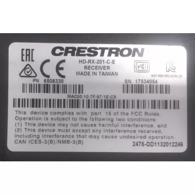 CRESTRON HD-RX-201-C-E Multiformat Switch and Receiver HDMI