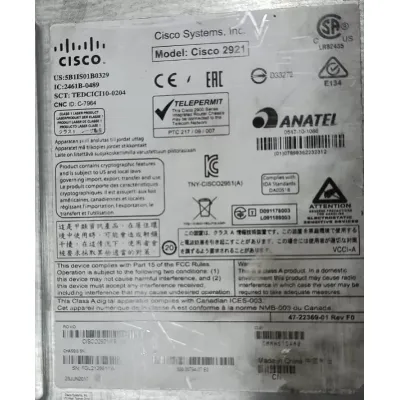 Cisco 2921 K9 Router w/3 GE4 EHWIC 3 DSP 1 SM 256MB CF512MB DRAM IPB