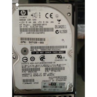 HP 300GB 6G 10K 2.5inch DP SAS Hard Disk 518194-002 DG0300FARVV