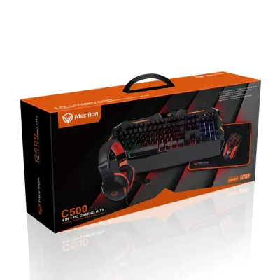 Meetion Keyboard Mouse and Headset MT-C500 USB Backlit Gaming Combo Kits 4 in 1