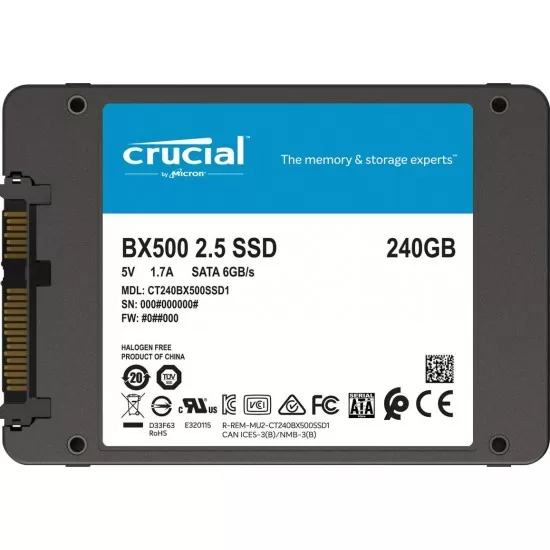 Crucial BX500 240GB NAND SATA 2.5inch SSD CT240BX500SSD1