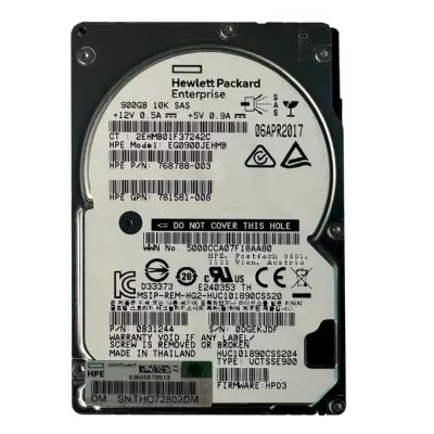 P/N: 785069-B21 / 785411-001 / 768788-003 HP 900GB 12G 10K 2.5" SFF SAS SC HARD DRIVE