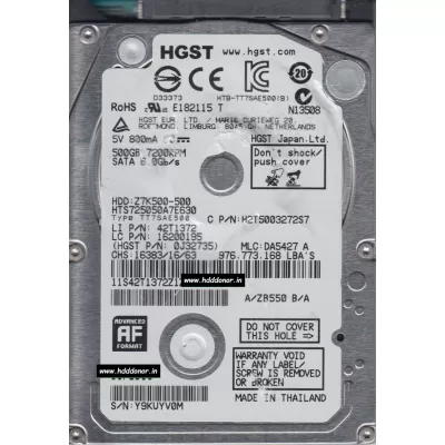 Hitachi HTS725050A7E630 500GB 2.5inch 7.2K RPM 6Gbps SATA Hard Disk 0J32735