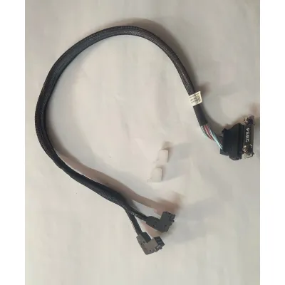 DELL 0KW1VG dual Mini-SAS HD (SFF-8643) internal data cable designed for Dell PowerEdge R740 servers equipped with a 16-drive (16 x 2.5-inch SFF) backplane and a mini PERC RAID Cotroller
